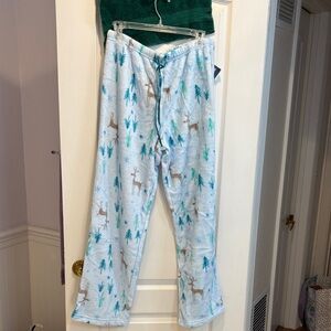 NWT Cozy Pajama Bottoms with Deer and Tree Print